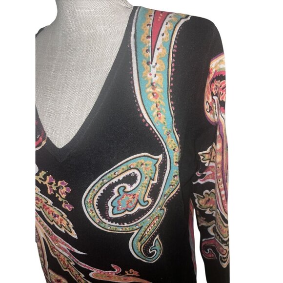 Avvenire Desigual Womens V-Neck Long Sleeve Paisley Print Top XL - Picture 3 of 4